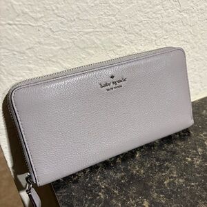 Kate Spade Light Gray Leather Zip Wallet